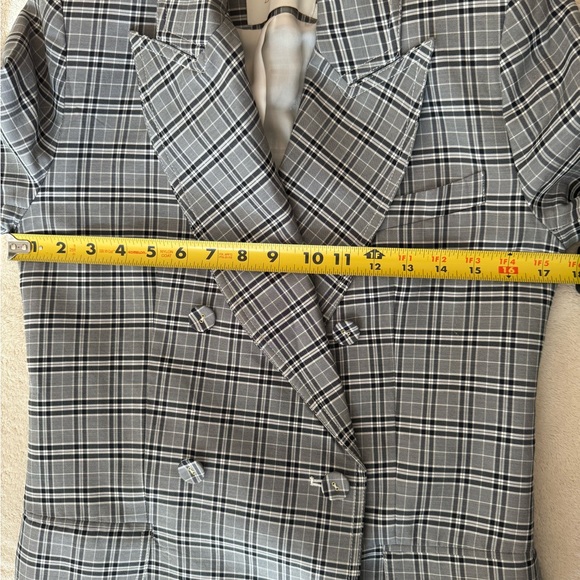 zimmermann double breasted oversized plaid blazer gray - Picture 7 of 9